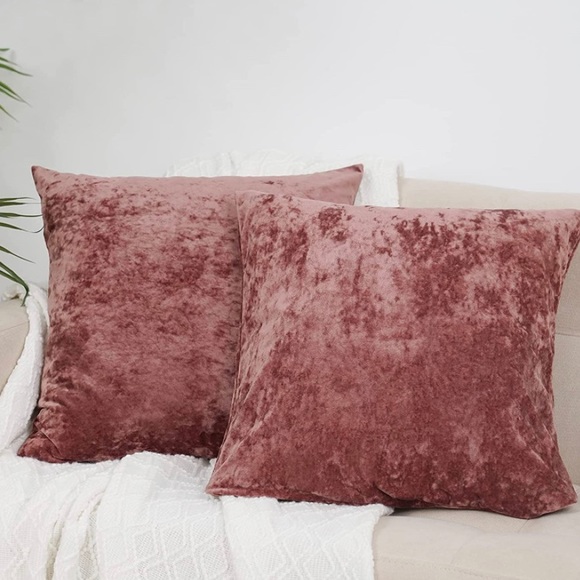 Accents Luxury Home Elegant Cranberry Pink Luxe Crushed Velvet Euro Pillow Covers Poshmark
